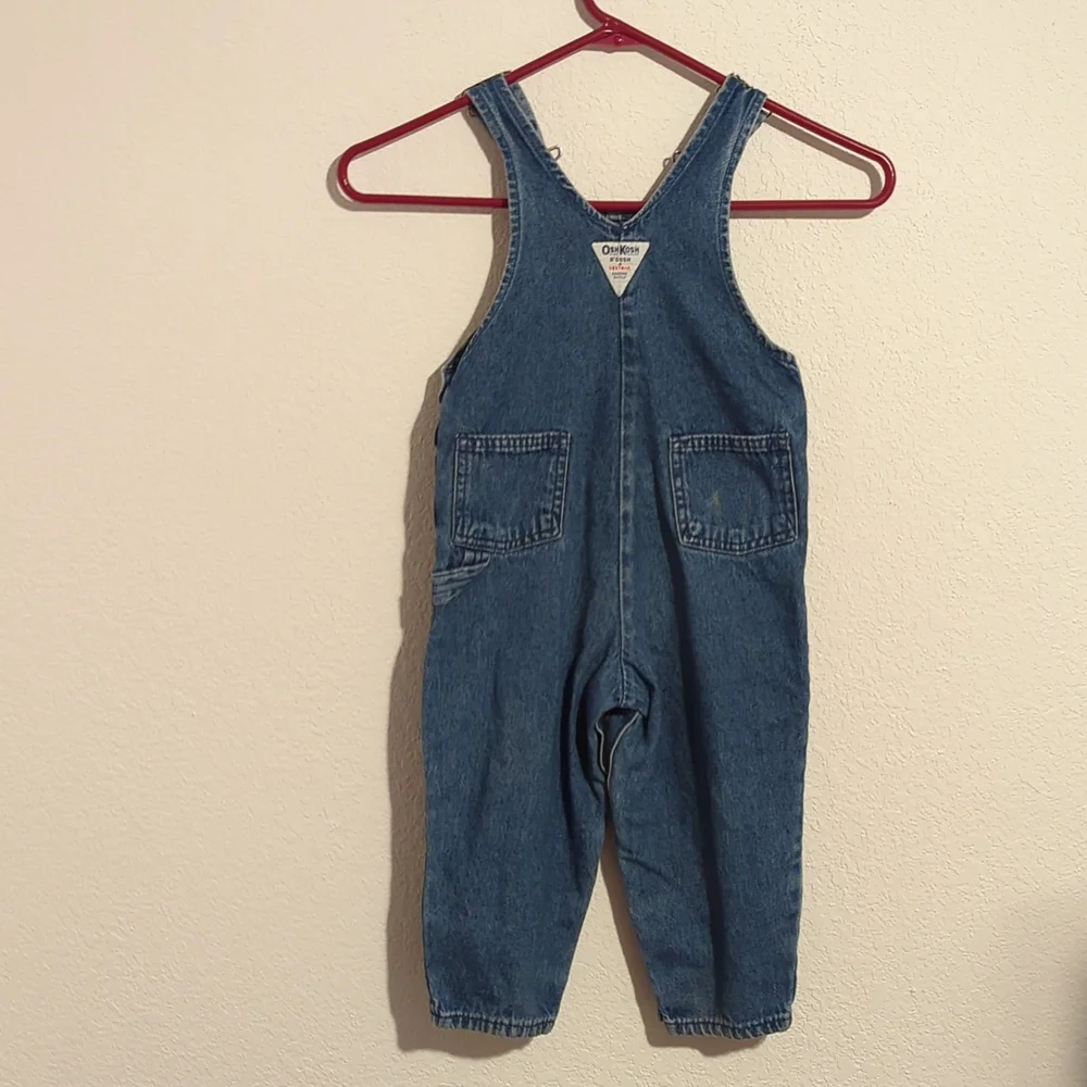 OshKosh B’Gosh Overalls Kids Blue Jean Denim Size 3T Made in USA Vintage